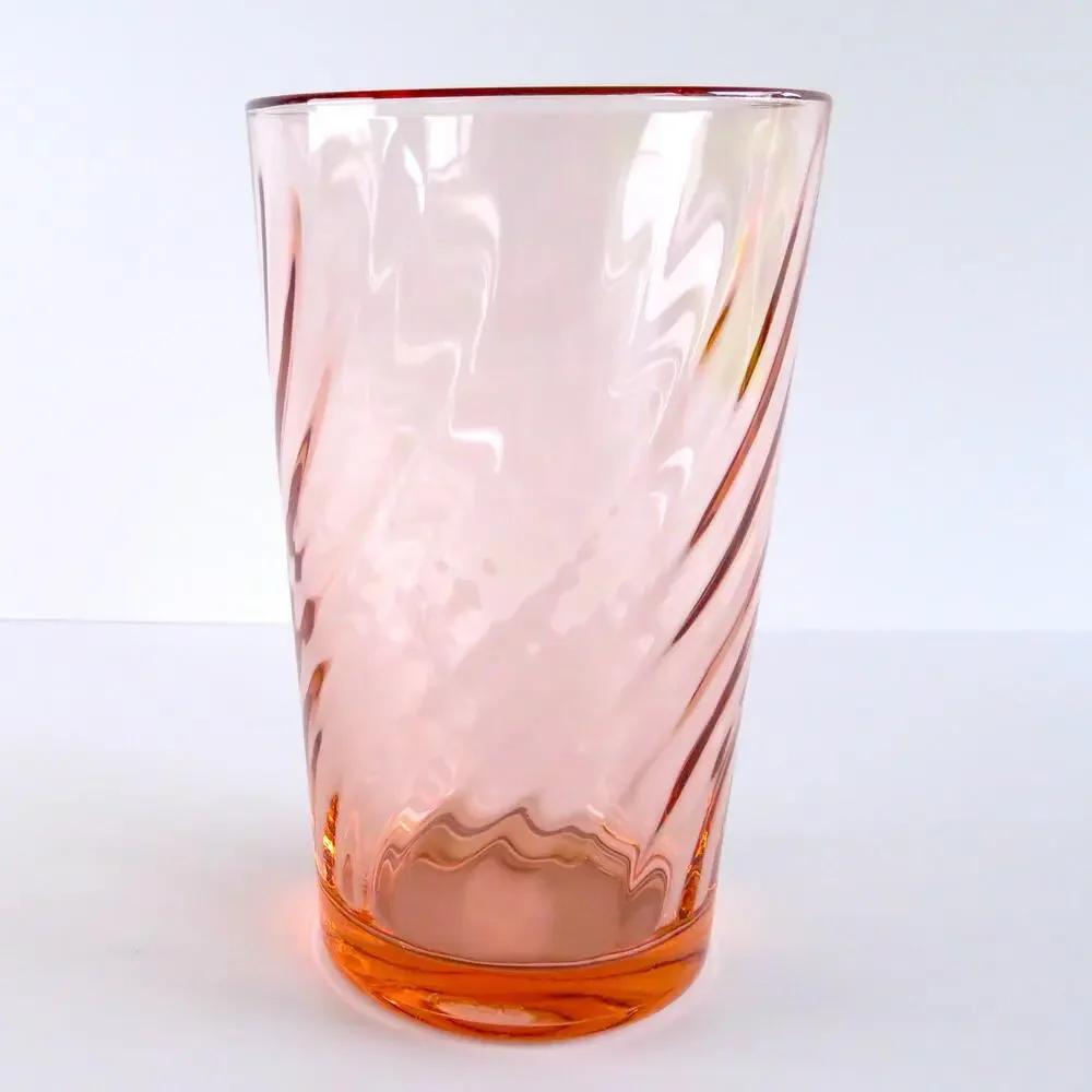 Vintage Arcoroc France Rosaline Pink Swirl Pitcher and Glasses 7 Piece Set